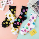 Dreamlikelin Smiley Print Cotton Tube Socks.