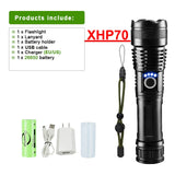 8000000LM XHP360 Powerful Flashlight High Power Tactical Flashlight Rechargeable Torch Light