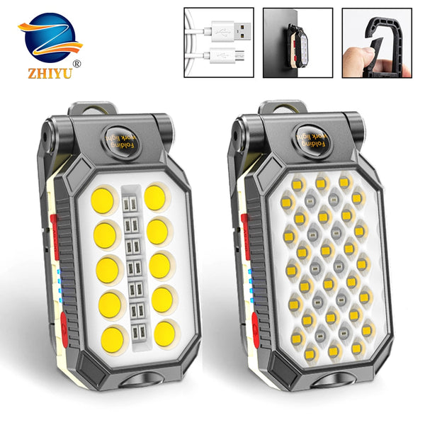 LED COB Rechargeable Magnetic Work Light Waterproof Camping Lantern Magnet Design with Power Display