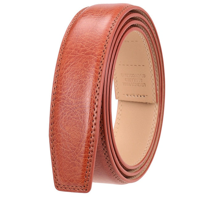 No Buckle 3.5cm Width Cowskin Genuine Leather Belt Men Without Automatic buckle
