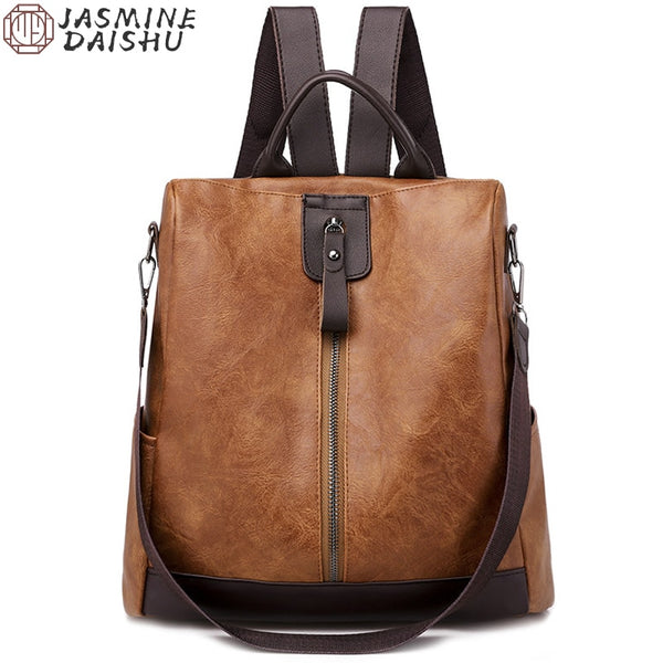 Ladies Anti-Theft Leather Backpack.