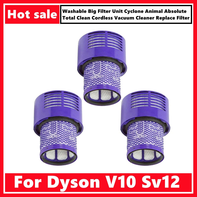 Washable Big Filter Unit For Dyson V10 Sv12 Cyclone Animal Absolute Total Clean Cordless Vacuum Cleaner, Replace Filter