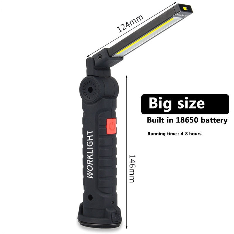 Rechargeable Work Lights LED Work Light Hanging Hook 5 Modes Magnetic USB Rechargeable Flashlight Portable Working Flash Light