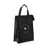 PURDORED 1 Pc black pattern thermal lunch bag