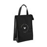 PURDORED 1 Pc black pattern thermal lunch bag