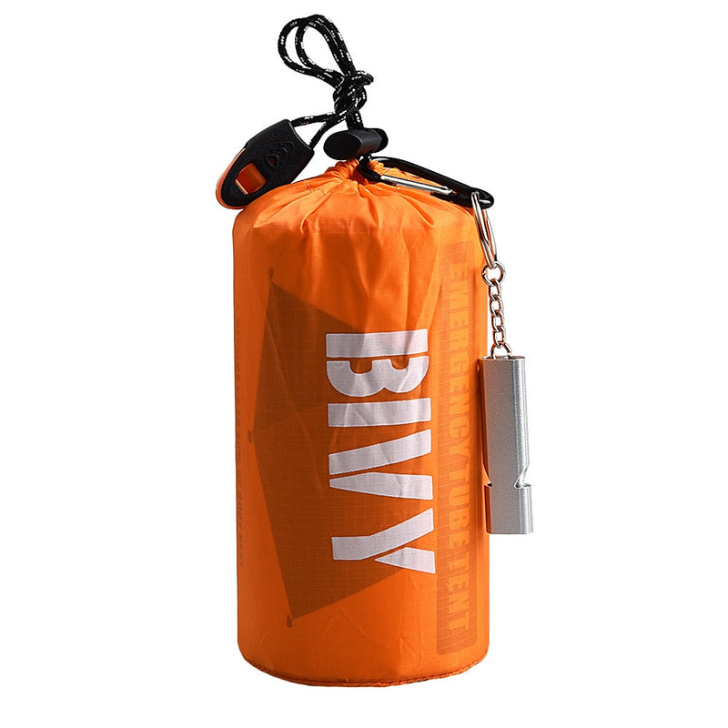 2 Person Emergency Shelter Survival Bivy Tube Tent Kit Thermal Blanket SOS Sleeping Bag Waterproof Survival Equipment