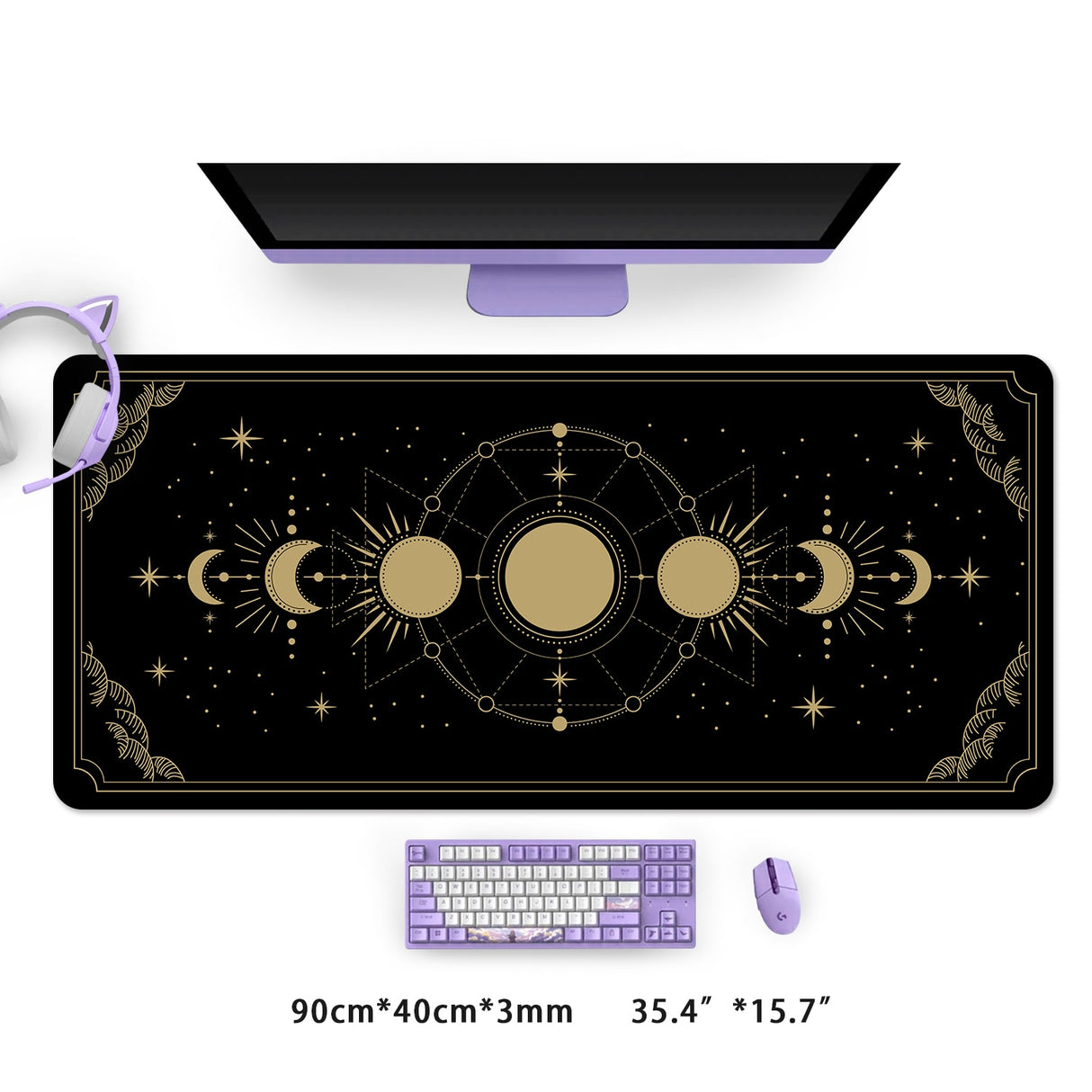 Extra Large Kawaii Mouse Pad Moon Phase