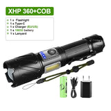 8000000LM XHP360 Powerful Flashlight High Power Tactical Flashlight Rechargeable Torch Light