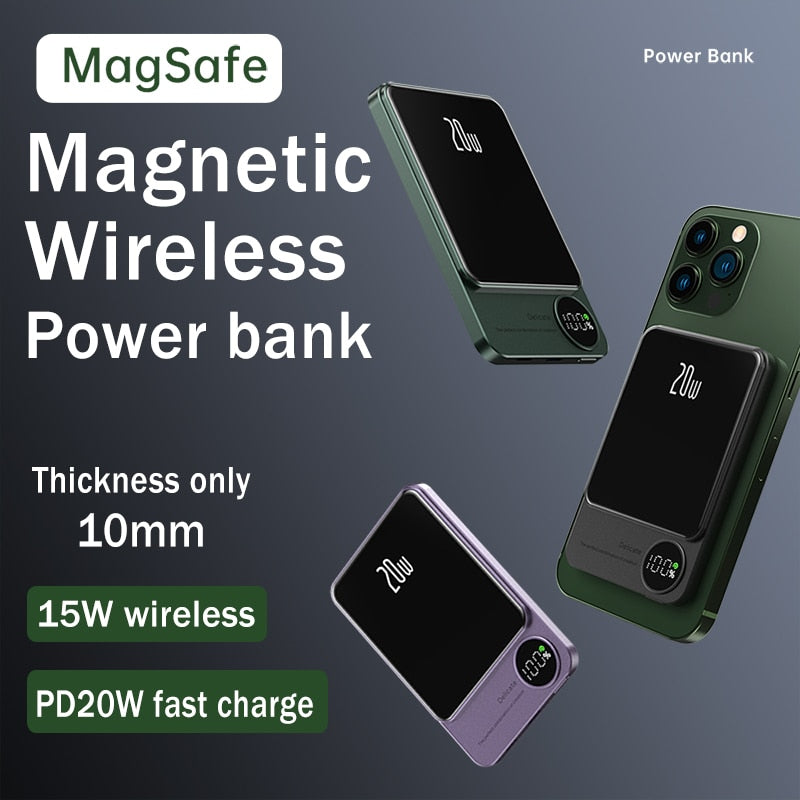 10000mAh Magnetic Power Bank Fast Charging External Battery For Iphone 15W Wireless Charge Powerbank