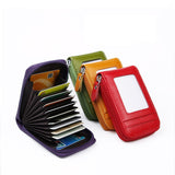 RFID unisex genuine leather business card holder or bank card holder. Secured closer with a zipper.