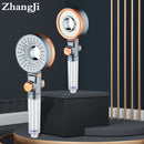 ZhangJi Double Sided Unique Shower Head Bathroom 3 Jettings Water Saving Filtration Round Rainfall Adjustable Nozzle Sprayer