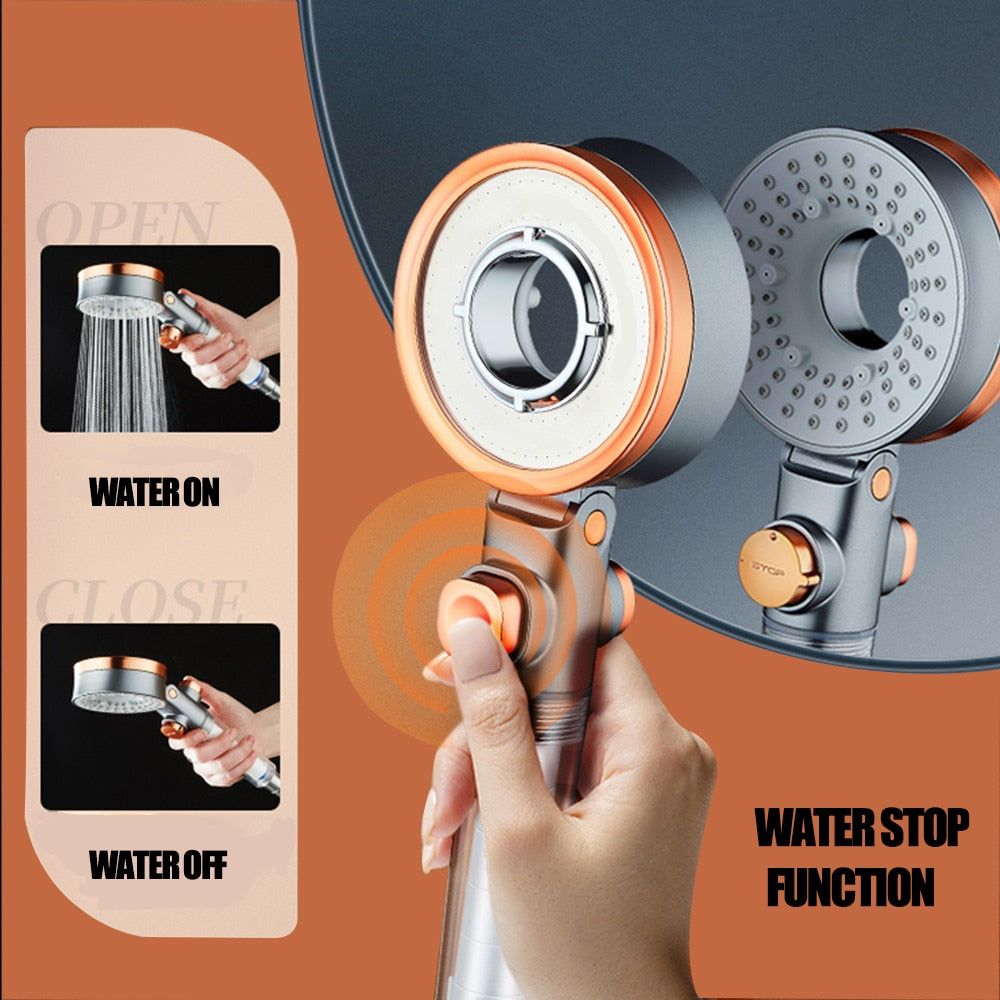 ZhangJi Double Sided Unique Shower Head Bathroom 3 Jettings Water Saving Filtration Round Rainfall Adjustable Nozzle Sprayer