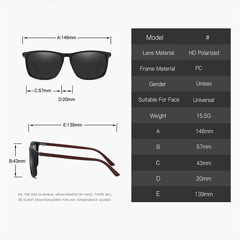 High Quality Sunglasses Men Polarized Square Sun Glasses UV400