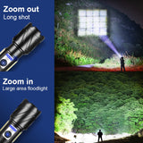 8000000LM XHP360 Powerful Flashlight High Power Tactical Flashlight Rechargeable Torch Light