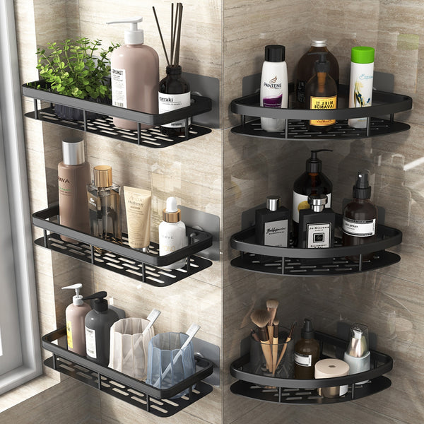 Adhesive Aluminum Storage Organizer For Bathroom Accessories.