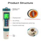 8 IN 1 Digital Water Quality PH Test Pen With Backlight TDS EC PH ORP Temp Meter Analysis Hydrogen-rich Drinking Water Tester