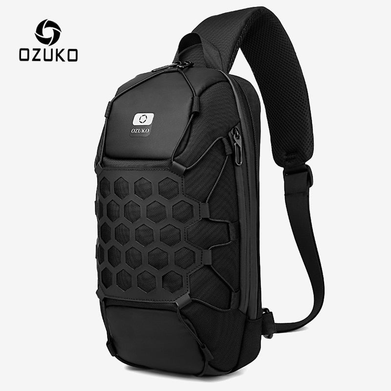 OZUKO New Men Chest Bag Anti Theft Crossbody Bag for Mens USB Charge Sling Bag Outdoor Male Chest Pack Short Trip Messenger Bags