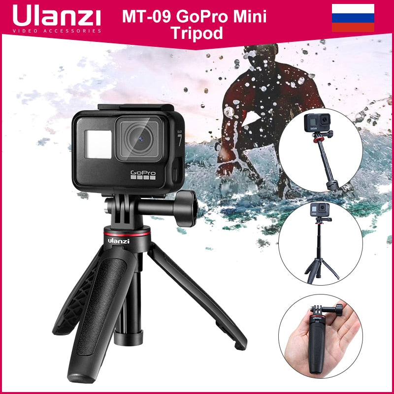 Ulanzi MT-09 Extend Gopro Vlog Tripod Mini Portable Tripod for Gopro Hero 11 10 9 8 7 6 5 Black Session Osmo Action insta360 X3