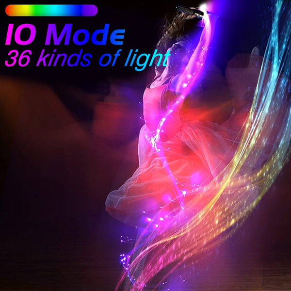 Led Multicolor Glowing Fiber Optic Disco Dance Light Whips with Multicolor Glowing light and 360° Swivel.