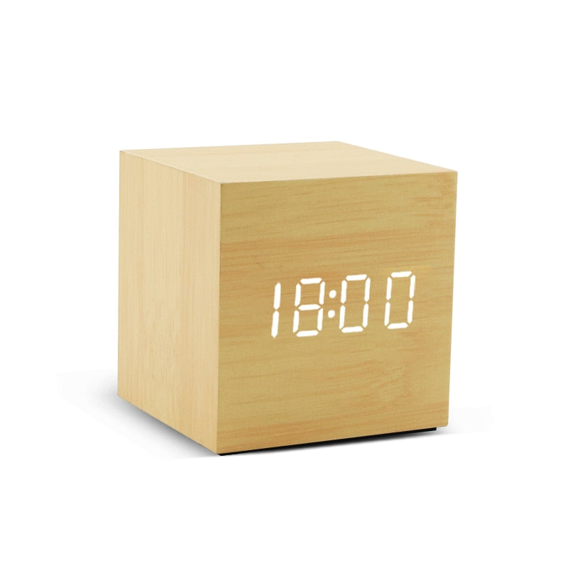 Wooden Alarm Clock USB/AAA Powered