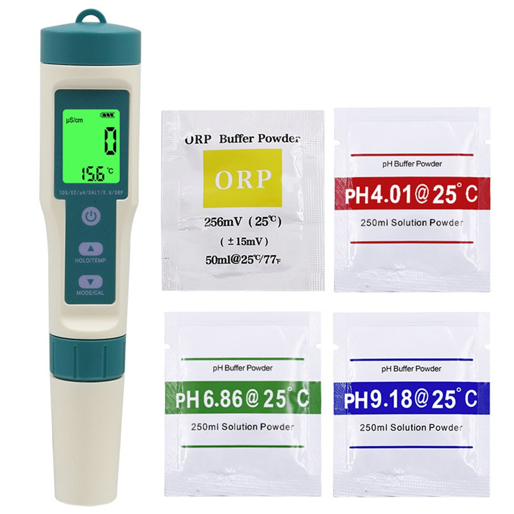 8 IN 1 Digital Water Quality PH Test Pen With Backlight TDS EC PH ORP Temp Meter Analysis Hydrogen-rich Drinking Water Tester