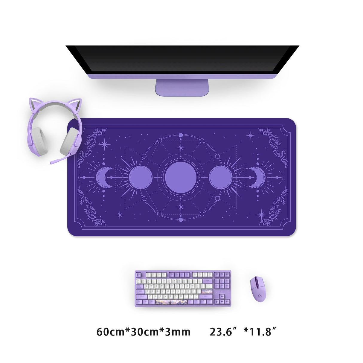 Extra Large Kawaii Mouse Pad Moon Phase