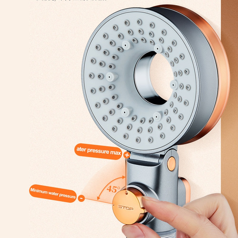 ZhangJi Double Sided Unique Shower Head Bathroom 3 Jettings Water Saving Filtration Round Rainfall Adjustable Nozzle Sprayer