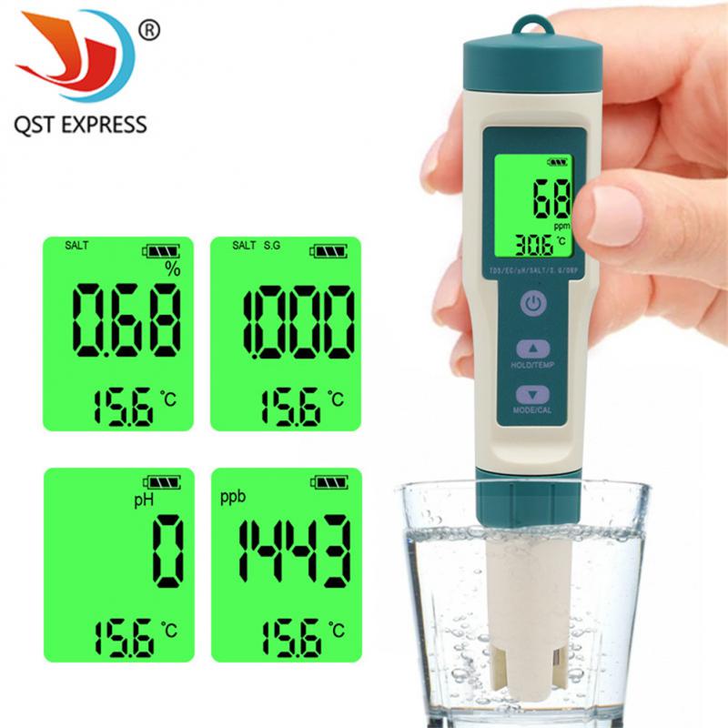 8 IN 1 Digital Water Quality PH Test Pen With Backlight TDS EC PH ORP Temp Meter Analysis Hydrogen-rich Drinking Water Tester