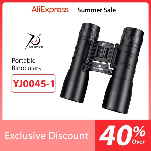 TOPOPTICAL 12x32 Compact Professional Portable Binoculars For Hunting or Birdwatching.