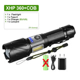 8000000LM XHP360 Powerful Flashlight High Power Tactical Flashlight Rechargeable Torch Light