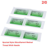 12Pcs 75cm 2/0 3/0 4/0 5/0 Medical Needle Suture Nylon Monofilament Thread Suture Practice Kit Teaching Demonstrations Exercises