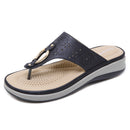 TIMETANG Soft Leather Platform Beach Sandals With Low Comfortable heels.