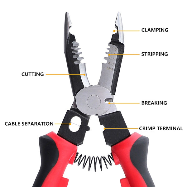 6 IN 1 Wire Stripper Cutter 9 inch Electrician Professional Pliers