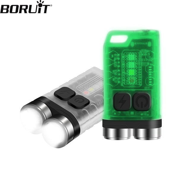 BORUiT V3 LED Keychain Portable Flashlight XPG Work Light Type-C Rechargeable Mini Torch with Magnet UV Camping Pocket Lantern