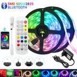 LED  Bluetooth Strip Lights 30M RGB 5050 SMD 5M RGB.  Flexible Ribbon 2835 RGB Tape Diode DC 12V APP Control+Adapter