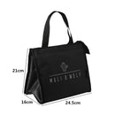 PURDORED 1 Pc black pattern thermal lunch bag