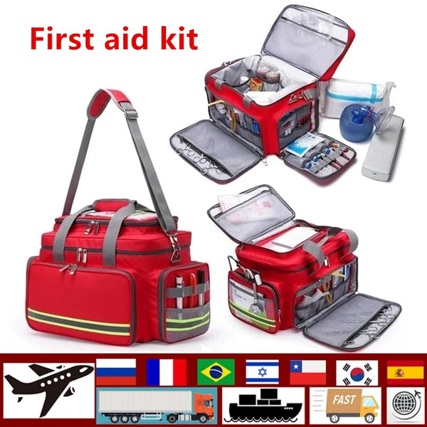 First Aid Medical Bag Outdoor Emergency Rescue Large Capacity Bag Empty Waterproof Reflective Oxford Multi-pocket Travel Bags 6