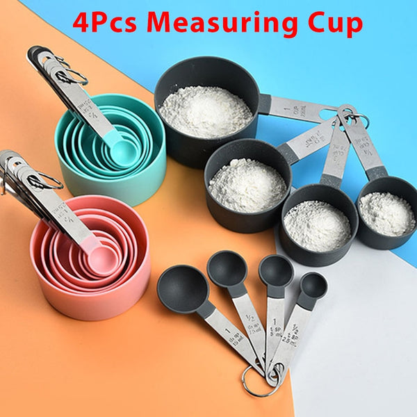 Multicolor 4pcs Stainless Steel Handle Measuring Cup Or spoons.