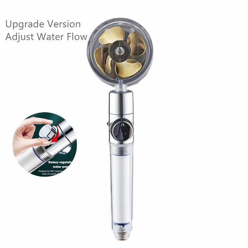 2021 Shower Head Water Saving Flow 360 Degrees Rotating With Small Fan ABS Rain High Pressure spray Nozzle Bathroom Accessories