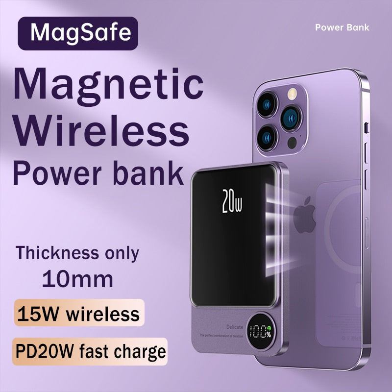 10000mAh Magnetic Power Bank Fast Charging External Battery For Iphone 15W Wireless Charge Powerbank