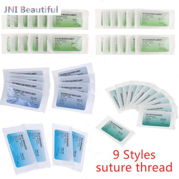 12Pcs 75cm 2/0 3/0 4/0 5/0 Medical Needle Suture Nylon Monofilament Thread Suture Practice Kit Teaching Demonstrations Exercises