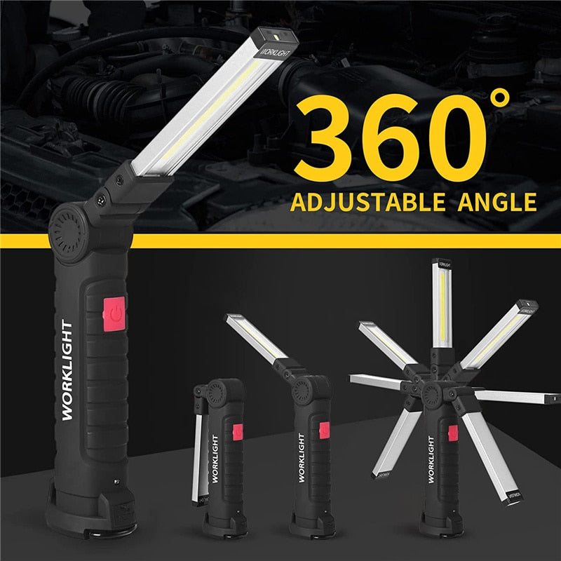 Rechargeable Work Lights LED Work Light Hanging Hook 5 Modes Magnetic USB Rechargeable Flashlight Portable Working Flash Light