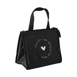 PURDORED 1 Pc black pattern thermal lunch bag