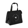 PURDORED 1 Pc black pattern thermal lunch bag