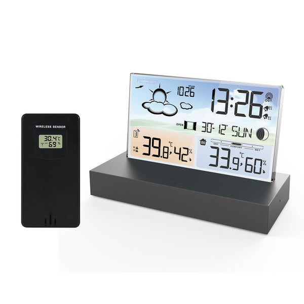 Transparent Weather Station Glass Colour Screen Thermometer Hygrometer Digital Temperature Humidity Monitor Weather Forecast