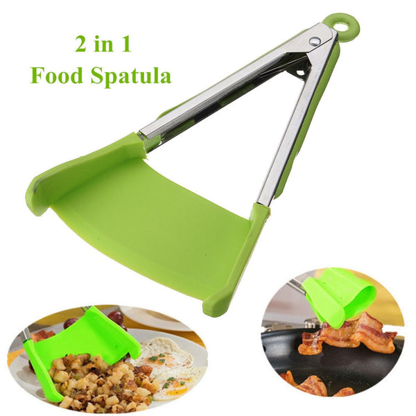 2 in 1 Silicone Non-stick Heat Resistant Tongs/Spatula.