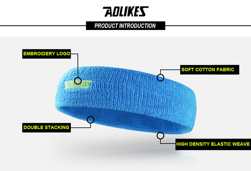 AOLIKES 1PCS High Quality Cotton Sweat Headband