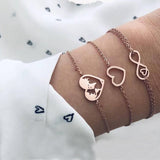 5Pcs/set Bohemian Gold color Moon/ Leaf Bracelet