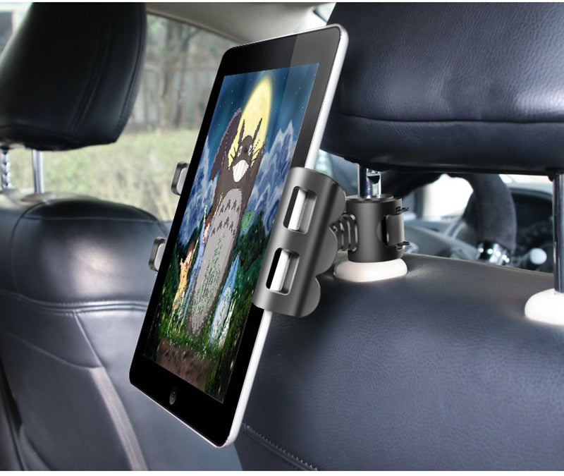 Car Tablet Phone Holder Seat Adjustable Holder For Headrest 360 Rotation
