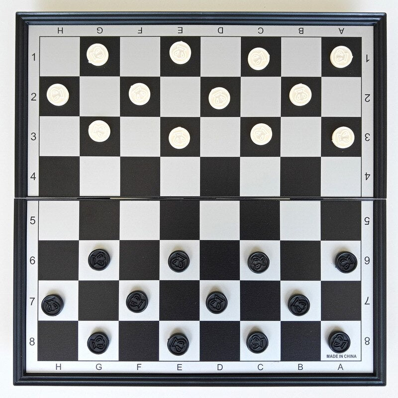 Magnetic Chess Backgammon Checkers Set Foldable Board Game 3-in-1